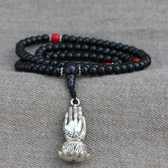 Namaste Hand Black Onyx Stone Mala