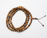 108 Beads Brown Tiger Eye Stone Hand Knotted Mala Prayer Bead Mala