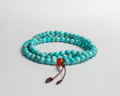 108 Beads Turquoise Stone Hand Knotted Mala Prayer Bead Mala