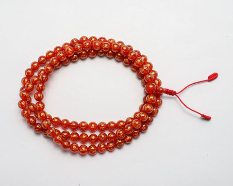 Mantra Carved Carnelian Prayer Mala