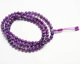 108 Beads Amethyst Stone Hand Knotted Meditation Japa Prayer Bead Mala