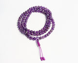 108 Beads Amethyst Stone Hand Knotted Meditation Japa Prayer Bead Mala