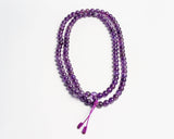 108 Beads Amethyst Stone Hand Knotted Meditation Japa Prayer Bead Mala