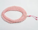 108 Beads Rose Quartz Stone Hand Knotted Mala Prayer Bead Mala