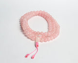 108 Beads Rose Quartz Stone Hand Knotted Mala Prayer Bead Mala