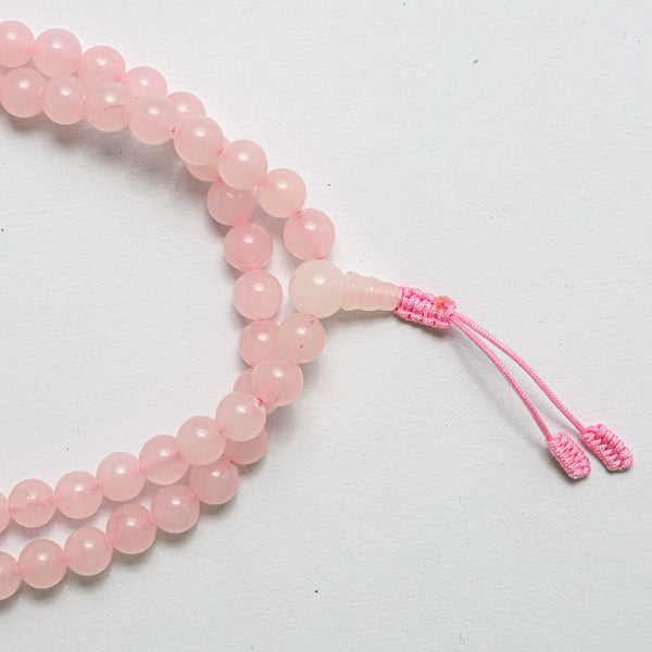 108 Beads Rose Quartz Stone Hand Knotted Mala Prayer Bead Mala