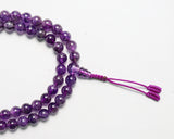 108 Beads Amethyst Stone Hand Knotted Meditation Japa Prayer Bead Mala