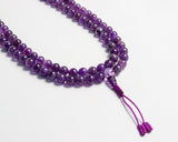 108 Beads Amethyst Stone Hand Knotted Meditation Japa Prayer Bead Mala