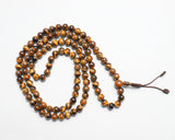 108 Beads Brown Tiger Eye Stone Hand Knotted Mala Prayer Bead Mala