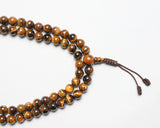 108 Beads Brown Tiger Eye Stone Hand Knotted Mala Prayer Bead Mala