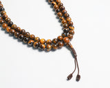 108 Beads Brown Tiger Eye Stone Hand Knotted Mala Prayer Bead Mala