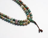 108 Beads Matte Blood Stone Hand Knotted Meditation Japa Prayer Bead Mala