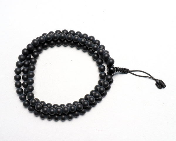 108 Beads Matte Black Onyx Hand Knotted Mala Prayer Bead Mala