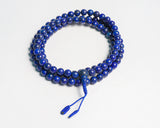 108 Beads Lapis Lazuli Stone Hand Knotted Meditation Japa Prayer Bead Mala