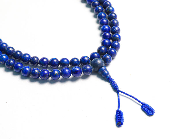 108 Beads Lapis Lazuli Stone Hand Knotted Meditation Japa Prayer Bead Mala
