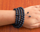 108 Beads Matte Black Onyx Hand Knotted Mala Prayer Bead Mala