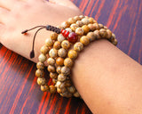 108 Beads Picture Jasper Stone Hand Knotted Mala Prayer Bead Mala