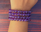 108 Beads Amethyst Stone Hand Knotted Meditation Japa Prayer Bead Mala