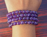 108 Beads Amethyst Stone Hand Knotted Meditation Japa Prayer Bead Mala