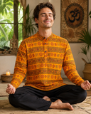 Nepal Fashion Om Print Yoga Kurta, Prayer Shirt - Top 100% Cotton Hippie Shirt for Men & Women