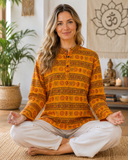 Nepal Fashion Om Print Yoga Kurta, Prayer Shirt - Top 100% Cotton Hippie Shirt for Men & Women