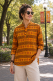 Nepal Fashion Om Print Yoga Kurta, Prayer Shirt - Top 100% Cotton Hippie Shirt for Men & Women