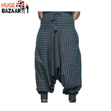 Black and Grey Striped Aladdin Harem Trouser for Yoga / Meditation for Men and Women