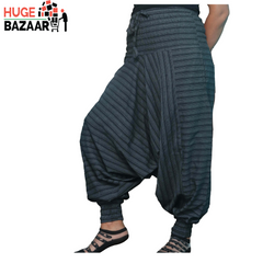 Black and Grey Striped Aladdin Harem Trouser for Yoga / Meditation for Men and Women