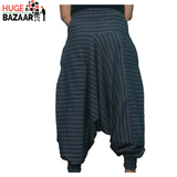 Black and Grey Striped Aladdin Harem Trouser for Yoga / Meditation for Men and Women