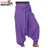 Purple Striped Aladdin Harem Trouser for Yoga / Meditation for Men and Women