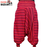 Red Striped Aladdin Harem Yoga / Meditation Trouser for Men and Women