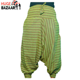 Green Striped Aladdin Harem Trouser for Yoga / Meditation for Men and Women