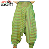 Green Striped Aladdin Harem Trouser for Yoga / Meditation for Men and Women