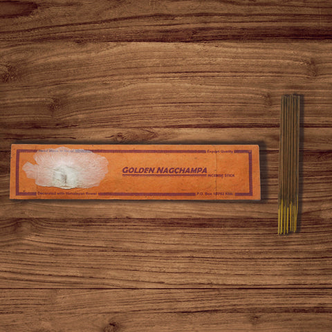 Natural Handmade Golden Nagchampa Incense Stick Decorated with Himalayan Flower -15 Sticks