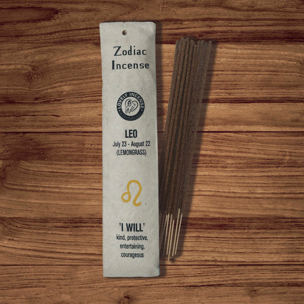 Leo Zodiac Lemongrass Incense - Pack of 15 Sticks