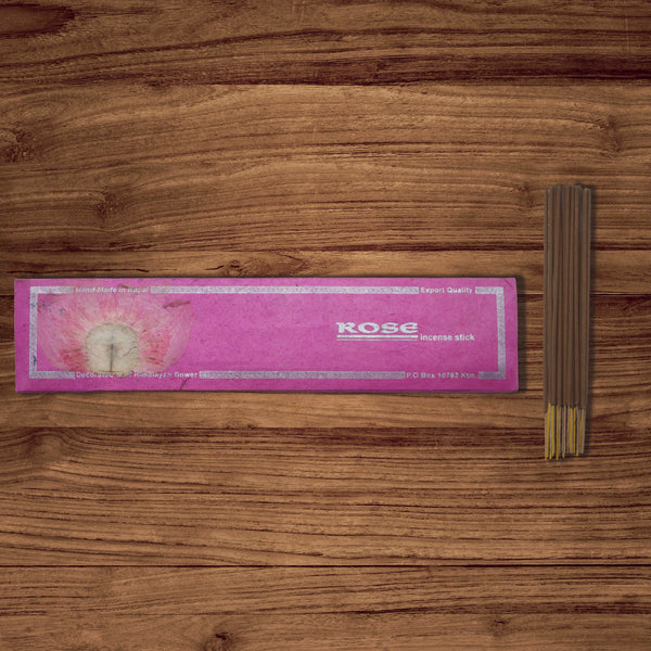 Rose Incense Stick Decorated with Himalayan Flower Export Quality - 15 Sticks