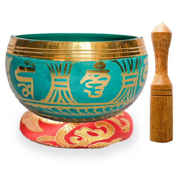 Buddha Face Engrave Green Mantra Singing Bowl