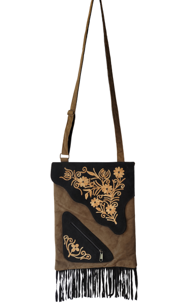 Suede Leather Hand Embroidery Bag