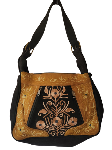 Suede Leather Hand Embroidery Bag