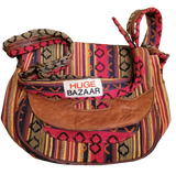 Multipurpose Leather & Gheri Cotton Bag