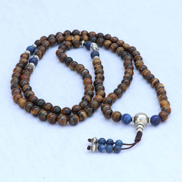 Lion Bead Tiger Eye Stone Japa Mala