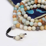 Hindu Om Amazonite Stone Japa Mala