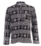 Nepal Fashion Om Print Yoga Kurta, Prayer Shirt - Top 100% Cotton Hippie Shirt for Men & Women