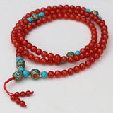 Inlaid Brass Carnelian Stone Mala