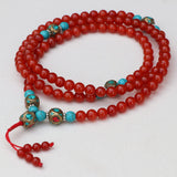 Inlaid Brass Carnelian Stone Mala
