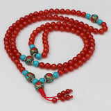 Inlaid Brass Carnelian Stone Mala