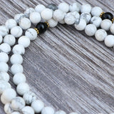 Howlite Stone Japa Mala With Black Onyx Spacer