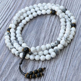 Howlite Stone Japa Mala With Black Onyx Spacer
