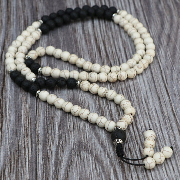 Howlite Stone Japa Mala With Lava Stone Spacer