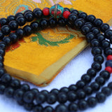 Inlaid Brass Bead Black Onyx Stone Mala